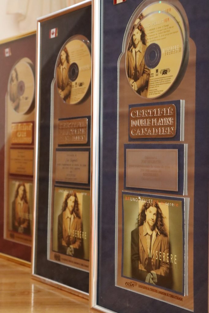 Gold, Platinum, Double Platinum awarded for Bruno Pelletier Miserere (1998)